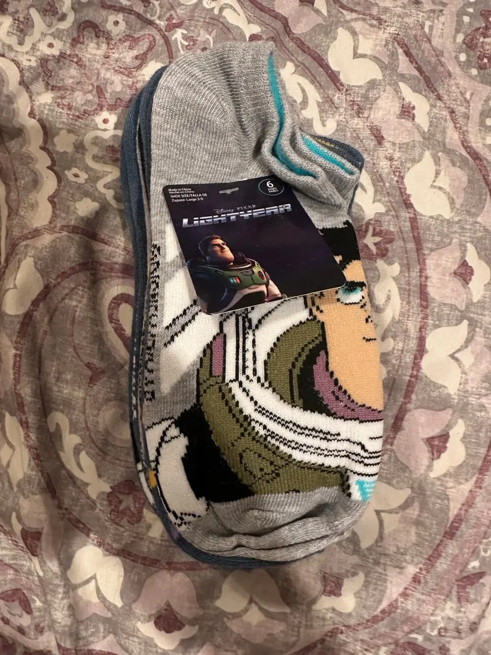 NWT Disney Pixar Buzz Lightyear 6 pack of socks kids Sz 3-9